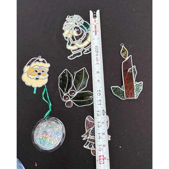 Vintage Lot Of 6 Stained Glass Christmas Suncatchers See Photos -S1C - Picture 10 of 11